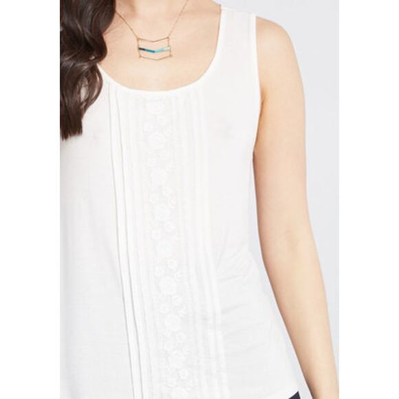 Anthropologie Skies are Blue White Embroidered Sleeveless Tank XSP - Picture 8 of 15